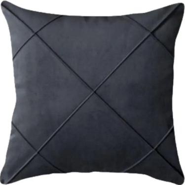 Imagem de Capa De Almofada Suede Aveludada Drapeada 45x45cm Grafite