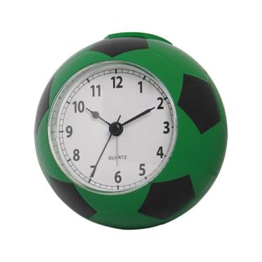 Imagem de Fenteer Despertador em formato de bola de futebol, decoração para casa, bonito, portátil, prático, decorativo, relógio de mesa, movimento silencioso para, Verde