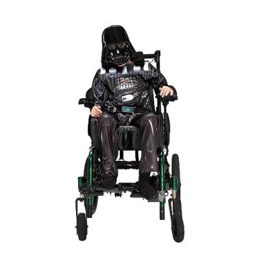 Imagem de STAR WARS Fantasia adaptável oficial juvenil Darth Vader - Macacão estampado com acesso ao tubo, pernas mais espaçosas e máscara de plástico (capa de roda vendida separadamente) - Grande multi