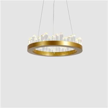 Imagem de Lustre moderno pendente de cristal redondo lustre para sala de estar sala de jantar quarto arte minimalista lâmpadas led internas decoração de casa lâmpada, G-dia40cm 3 cores alteráveis