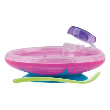 Imagem de Prato pratinho infantil térmico com ventosa rosa - nuby