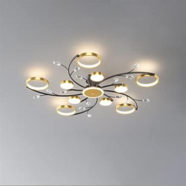 Imagem de Luminária de parede, lustre, lustre LED moderno, iluminação interna dourada, compatível com quarto, sala de estar, sala de jantar, sala de estudo, lustre de teto moderno para casa, 2021 (cor