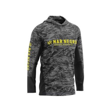Imagem de Camiseta de Pesca Mar Negro X Protection Sublimada Com Capuz Proteção 