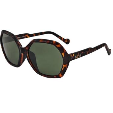 Imagem de ZAYSH Óculos de sol unissex quadrados polarizados — armação leve TR90 armação UV400 lentes Polaroid, Marrom, 56-17-145mm