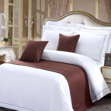 Imagem de Cachecol de corredor de cama de hotel, colchas de cor sólida, cobertas, proteção, decoração de cama moderna, toalha de cama de luxo para quarto twin queen king size marrom||50 x 210 cm para cama de