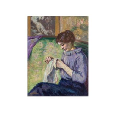 Imagem de Armand Guillaumin Famoso Arte de Parede Pôster-Impressões em Tela para sala de estar-Reprodução pinturas(Madame Sewing) 60x80cm Sem Moldura