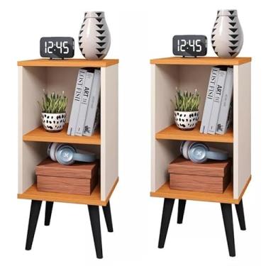 Imagem de Kit 2 Mesa de Cabeceira para Quarto Charme Cores Apoio de Cama Mesinha 61x30x30cm(KIT CHARME OFF WHITE)