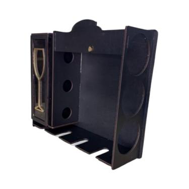 Imagem de Adega De Parede Para Barzinho Em | Com Suporte Para Rolhas E Porta TaçAs | Organizador Completo Para Garrafas E AcessóRios De Vinho(preto)