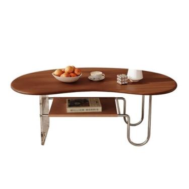 Imagem de Mesa de centro pequena mesa de centro vintage de madeira maciça para salas de estar pequenas, armário de armazenamento que economiza espaço, móveis retro para casa, design compacto mesa de centro peq