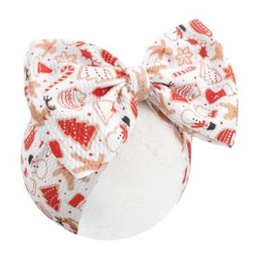 Imagem de YanJie Faixa de cabeça de Natal para bebês de 17 cm, pão de gengibre, laços de cabelo infantil, boneco de neve, faixa branca para roupas infantis de Natal
