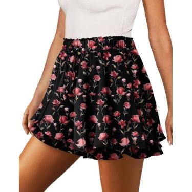 Imagem de Shorts Onlypuff Flowy Chiffon Ruffle Skorts Red Bud para mulheres