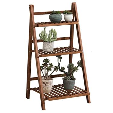 Imagem de WYUYIWH Suporte para plantas de escada, prateleira dobrável de 3 níveis, para ambientes internos e externos, organizador de plantas de madeira para pátio, jardim, varanda e canto