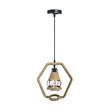 Imagem de YQSLQZZ Luminária pendente de corda de cânhamo industrial, luzes de teto penduradas em ilha de cozinha vintage para sala de jantar, corredor, café, lustre de iluminação decorativa