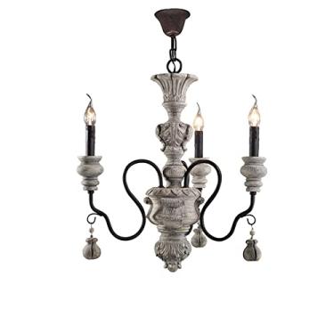 Imagem de YQSLQZZ Luminária pendente industrial, lustre de vela vintage francês, lustres de resina grandes rústicos pendurados luzes de teto, altura ajustável, para sala de estar, quarto, sala de jantar