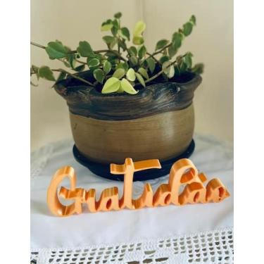 Imagem de Letreiro Decorativo Gratidão em Plástico  Placa Motivacional para Sala