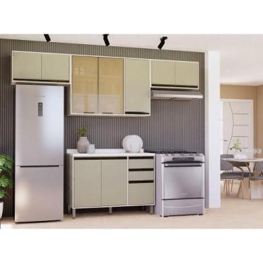 Imagem de Cozinha Modulada Compacta 4 Peças Com Tampo Linea Luciane Mó Pátina Ff