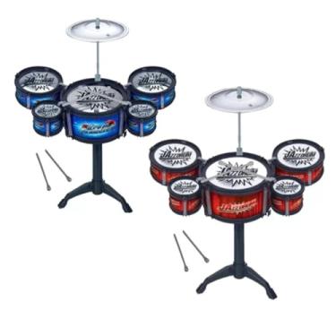 Imagem de Mini Bateria Infantil Instrumento Brinquedo Infantil com Prato Tambor Baqueta