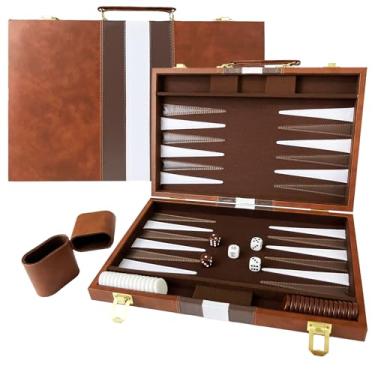 Imagem de Large Backgammon Sets for Adults, Classic Board Games, Portable and Travel Backgammon Set with Premium Leather Case (11 Inch)