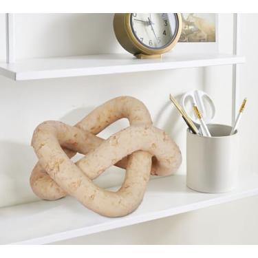 Imagem de Estátua de nó, decoração de casa, detalhes geométricos, nó geométrico, travertino bege, decoração de mesa de café, elo de corrente, item de decoração de sala de estar, para sala de jantar, entrada
