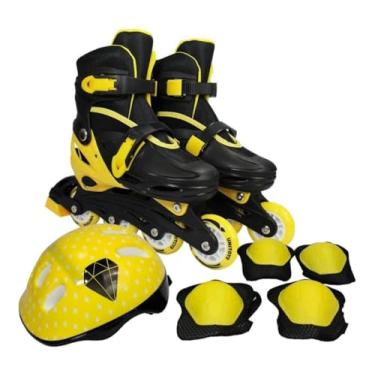 Imagem de Patins Infantil com Kit de Proteção, Cor Preta, para Crianças, Conjunto Completo de Patinação