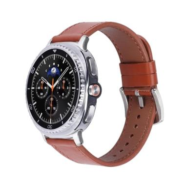 Imagem de Pulseiras de couro compatíveis com Samsung Galaxy Watch 8 de 40 mm/44 mm Watch8 Classic de 46 mm para mulheres e homens (marrom)