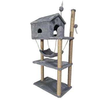 Imagem de Arranhador para gatos Casa com 3 níveis (Cinza)