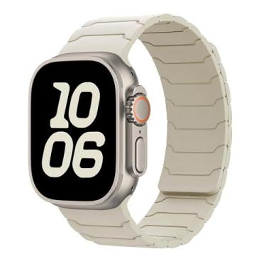 Imagem de Pulseira magnética para Apple Watch série 10/9/8/7/6/5/4/3/SE/2nd/Ultra2 de 49 mm, 46 mm, 45 mm, 44 mm, 42 mm, 41 mm, 40 mm, 38 mm, 48 mm, 40 mm, pulseira de silicone esportiva para Apple Watch Series