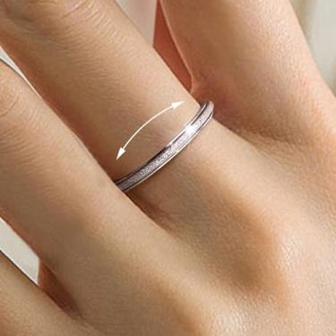 Imagem de Anéis Fidget para mulheres e homens, anel giratório de aço de titânio para alívio da ansiedade, estresse, glitter, jateamento de areia, joia de ansiedade para presentes femininos, Liga de aço, Sem