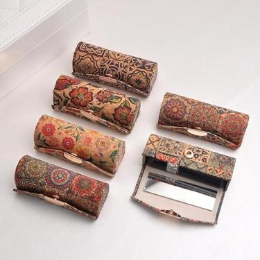 Imagem de 1 capa de batom portátil, estilo chinês, dobrável, espelhada, caixa de presente à prova de poeira para viagens, transporte diário e ocasiões especiais, A3