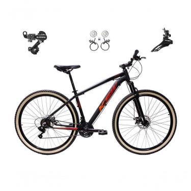Imagem de Bicicleta Aro 29 Ksw Xlt 24v K7 Câmbios Shimano Freio Hidráulico Garfo Trava Pneu Faixa - Preto/vermelho/laranja Tam.17
