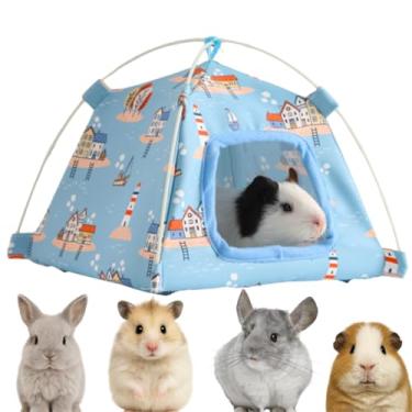 Imagem de Copfeu Esconderijo de porquinho-da-índia grande com cortina removível, tendas e habitats de porquinho-da-índia sem fundo, esconderijo de animais pequenos para coelho de estimação, furão, rato