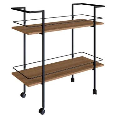 Imagem de Carrinho Bar Industrial Com Rodizios P1036 Mell Preto Pp Milani Store 