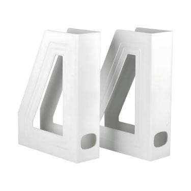 Imagem de Organizador de Papel, Kit 2 Porta Revistas Transparente Organizador Escritório Documentos Revistas Durável Prático, 22 X 7 X 29 Cm(Branco)