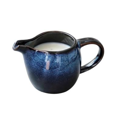 Imagem de Jarra pequena de 85 g, copo de creme com alça, jarro de leite de cerâmica para café, molhos de leite, salada, seguro para freezer e micro-ondas
