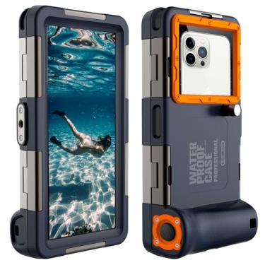 Imagem de Xiufavty Capa de telefone de mergulho subaquático para iPhone 17/16/15/14/13 séries e Galaxy S24/S23-50Ft capa de telefone impermeável para fotos e vídeos subaquáticos laranja