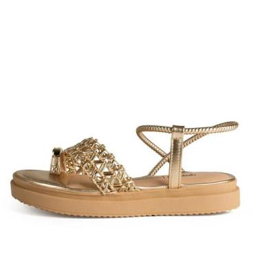 Imagem de Sandalia Dakota Com Tira Tramada Flatform, 36, Dourado