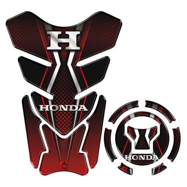 Imagem de Kit Protetor Tanque Adesivo Moto Honda Acima 2018 Preto Vermelho
