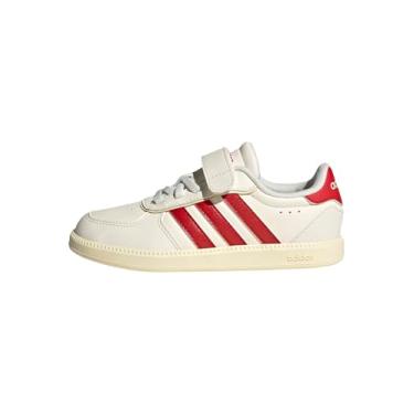 Imagem de adidas Tênis infantil unissex Breaknet elegante elástico de renda e alça, Branco/Better Scarlet/Warm Vanilla, 11.5 Little Kid