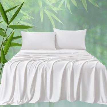 Imagem de Conjunto de roupa de cama HCORA King Viscose Bamboo 400TC branco
