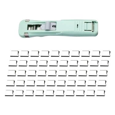 Imagem de Grampeador de mesa com 50 clipes reutilizáveis de aço inoxidável, dispensador de grampo de fichário com capacidade para documentos de escritório, material escolar