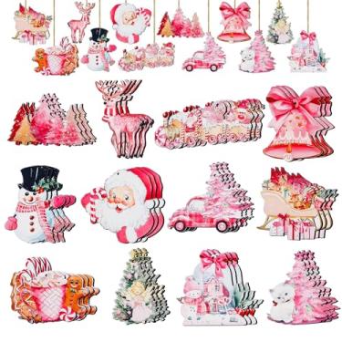 Imagem de 36 peças de enfeites de Natal vintage, decorações de madeira para pendurar na árvore, Natal, Papai Noel, rena, sino, decoração, etiquetas penduradas, bengala para festa de Natal em casa