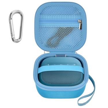 Imagem de Capa compatível com alto-falante Bose SoundLink Micro Bluetooth 2ª geração, caixa organizadora de armazenamento portátil com bolso de malha para cabo USB e acessórios - azul (apenas saco)