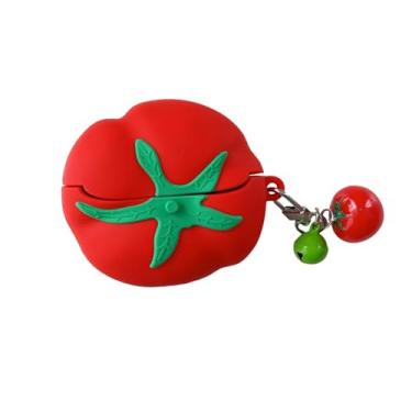 Imagem de GUAYQAT Capa para fones de ouvido Samsung Galaxy Buds3 FE (2025)/Buds 3 (2024)/Buds 3 Pro (2024), capa de proteção de silicone com design bonito tomate vermelho para Galaxy Buds 3 Pro, compatível com