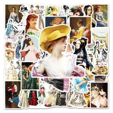 Imagem de Pacote de adesivos vintage Aesthetic Women, 50 peças, retrô europeu - 