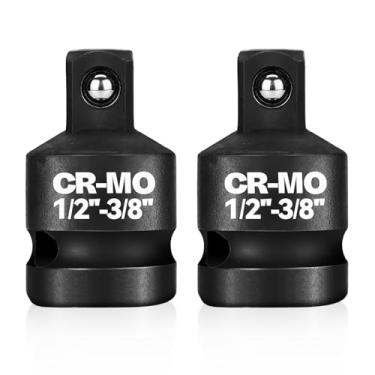 Imagem de Conjunto redutor de adaptador de soquete de impacto fêmea de 1/5.1 cm para macho de 0,9 cm, 2 peças de adaptadores de conversão de chave de aço molibdênio cromado, para soquetes e chave de impacto