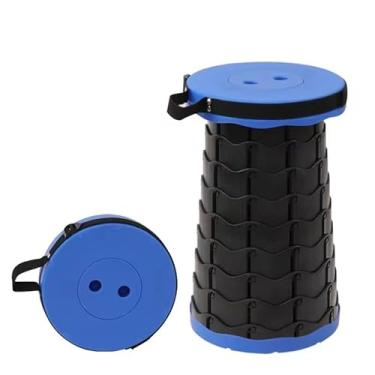 Imagem de Banqueta dobrável atualizada, peso máximo de 226 kg, cadeira dobrável retrátil portátil resistente ou apoio para os pés de viagem, para pesca ao ar livre, caminhadas, churrasco (azul preto)