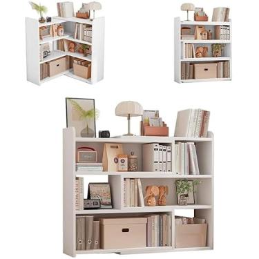 Imagem de YGHZYG Estante extensível de madeira, estante de 4 camadas com largura ajustável, estante de MDF para canto ou espaço pequeno, organizador de armazenamento para sala de estar, quarto ou escritório em