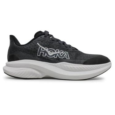 Imagem de HOKA ONE ONE Tênis infantil unissex Mach 6 (criança grande), Preto/branco, 16