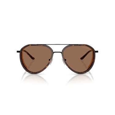 Imagem de Emporio Armani Óculos de sol masculino EA2163 Aviator, preto fosco/marrom escuro, 56 mm, Preto fosco/marrom escuro, 56 mm