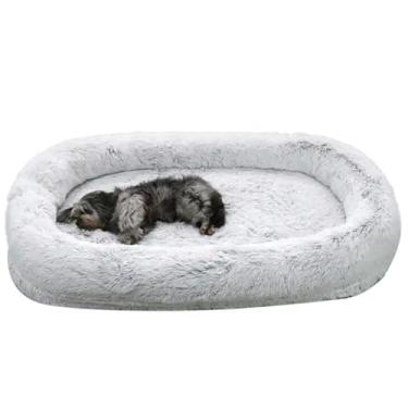 Imagem de LULUMAIC Cama de cachorro humano, cama de cachorro humano gigante para adultos, cama de cachorro de tamanho humano, cama de feijão grande para você e animal de estimação (cinza claro 6GG)
